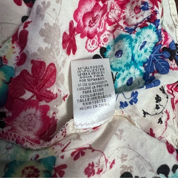 Umgee Multicolor Floral Lightweight 3/4 Sleeve Tunic Top Bohemian Floral Dress M - Picture 6 of 10